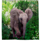 象およびジャングル シャワーカーテン (正面)