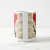 象およびハート形の気球 コーヒーマグカップ (中央)