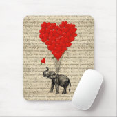象およびハート形の気球 マウスパッド (マウス)