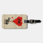 象およびハート形の気球 ラゲッジタグ (正面横)