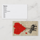 象およびハート形の気球 名刺 (正面/裏面)