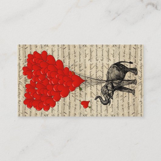 象およびハート形の気球 名刺 (裏面)