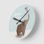 象およびベビーの子供部屋の時計 ラウンド壁時計 (傾斜)