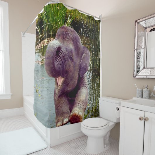 象および水 シャワーカーテン (インサイチュ)