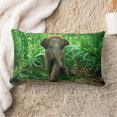 象および草 ランバークッション (ブランケット)