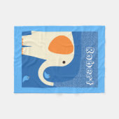 象および青い鳥のフリースブランケット フリースブランケット (正面(横))