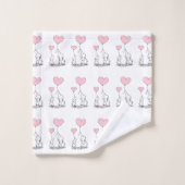 象お洒落とハート風船 バスタオルセット (ウォッシュタオル)