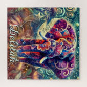 象お洒落の夜星の月パーソナライズされた ジグソーパズル (横)