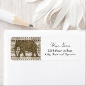 象お洒落の部族の模様オン木材デザイン ラベル (インサイチュ)