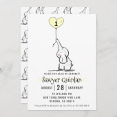 象お洒落ファースト誕生日招待状 招待状 (正面/裏面)