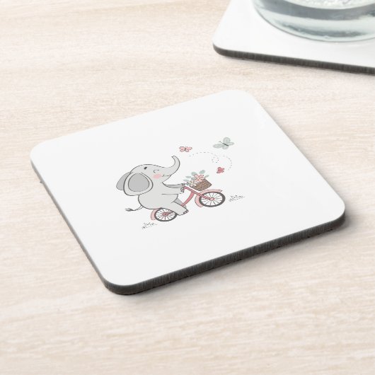 象お洒落乗自転車 – キッズアニマルデザイン コースター (左側)