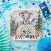 象お洒落虹の赤ちゃんシャワー ペーパープレート (パーティー)