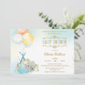 象お洒落風船赤ちゃんシャワーボーイ 招待状 (スタンド正面)