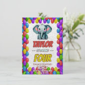 象かわいいパーソナライズされた誕生日招待状キッズ 招待状 (スタンド正面)