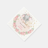 象かわいいフローラピンクボホベイビーシャワー スタンダードカクテルナプキン (角)