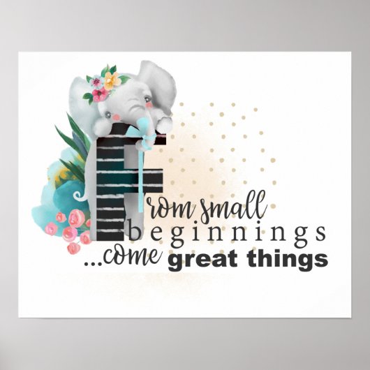 象かわいいベビーことわざフローラポスター ポスター (正面)