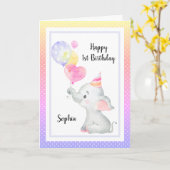 象かわいい誕生日ガールカスタムパーソナライズされたー カード (黄色い花)