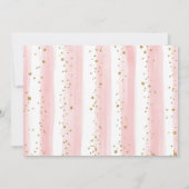 象かわいらし赤面ピンク金ゴールドフローラ赤ちゃんシャワー 招待状 (裏面)