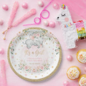 象かわいらし赤面ピンク金ゴールド花赤ちゃんシャワー ペーパープレート (パーティー)