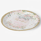 象かわいらし赤面ピンク金ゴールド花赤ちゃんシャワー ペーパープレート (アングル)