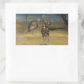 象がキリンを跳ぶ 長方形シール (バッグ)