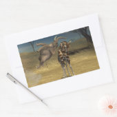 象がキリンを跳ぶ 長方形シール (封筒)