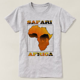 象が付いているアフリカの地図のサファリのTシャツ Tシャツ