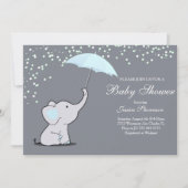 象が傘のベビーシャワーの招待状を持っている 招待状 (正面)