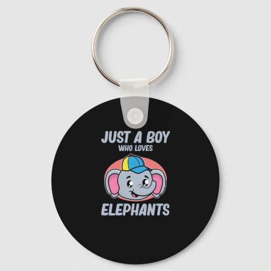 象が可愛い象の恋人を愛する少年 キーホルダー (正面)