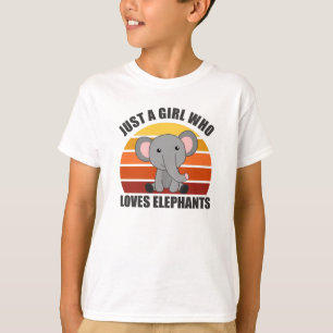 象が大好きな女の子がピンク色の可愛い動物 Tシャツ