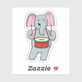 象が太鼓で音楽に シール