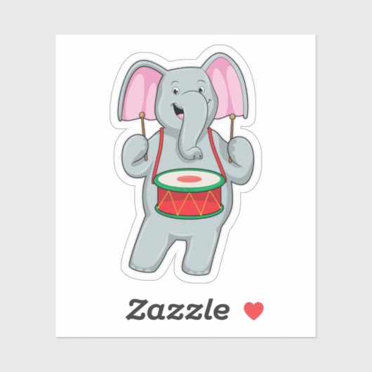 象が太鼓で音楽に シール (シート)