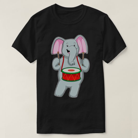 象が太鼓で音楽に Tシャツ (デザイン正面)