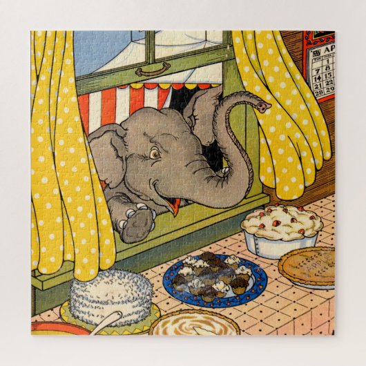 象が窓から頭を突き出した ジグソーパズル (縦)