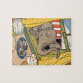 象が窓から顔を覗かせている ジグソーパズル (横)