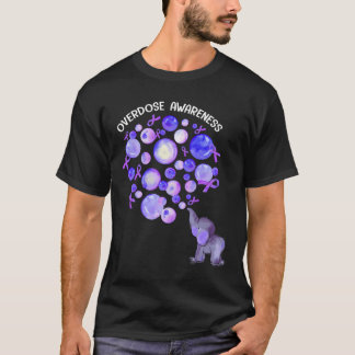 象が紫の風船を膨らます オーバードーズ啓発 Tシャツ