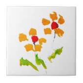 象が絵を描く花 タイル (正面)