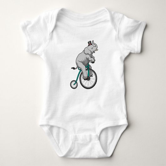 象が自転車でサーカスに ベビーボディスーツ (正面)