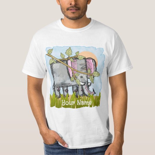 象が隠れてます Tシャツ (正面)
