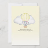 象さんのホットエアバルーンガールベビーシャワー| イエロー 招待状 (裏面)