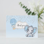 象さんのホットエアバルーン ベイビーボーイ シャワー サンクス サンキューカード (スタンド正面)