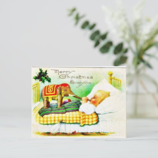 象とのクリスマスの挨拶はベビーを望みます シーズンポストカード (スタンド正面)