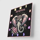 象とエレガントバライラストレーション スクエア壁時計 (傾斜)