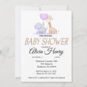 象とキリン赤ちゃんシャワーの招待 招待状 (正面)