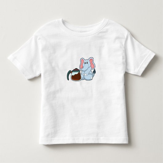 象とコーヒーポット トドラーTシャツ (正面)