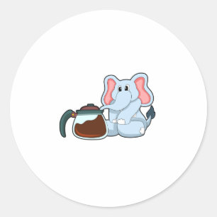 象とコーヒーポット ラウンドシール