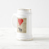 象とハート型の風船 ビールジョッキ (正面左)