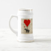 象とハート型の風船 ビールジョッキ (左)