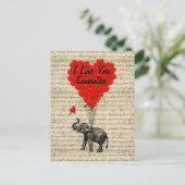 象とハート型の風船 ポストカード (スタンド正面)