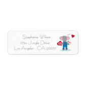 象とハート白差出人住所ラベル ラベル (正面)